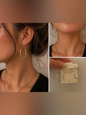 Silver Textured Hoop Earrings | Lightweight Statement Hoops | Minimal Chic